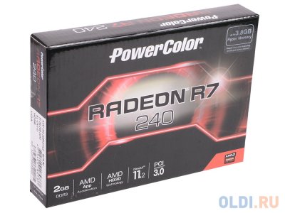    2Gb (PCI-E) PowerColor Radeon R7 240 (AXR7 240 2GBK3-HLE) (R7 240, GDDR3, 64bit, DVI-D, H