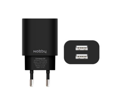     Nobby Comfort 010-001 2xUSB 2.1A (1/1A) SoftTouch Black