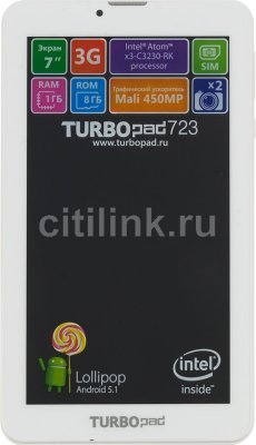    Turbo TurboPad 723 8Gb 7" 1024x600 MTK8312 1Gb 3G Wi-Fi BT Android 4.4 