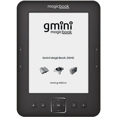     Gmini MagicBook Z6HD Black,  6", E-Ink Pearl HD, 1024x768, 4Gb, microSD, 