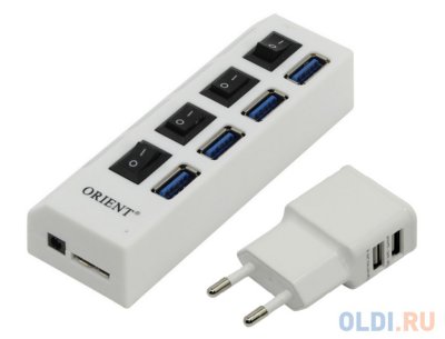    USB 3.0 ORIENT BC-307PS, USB 3.0 HUB 4 Ports, c - 2xUSB (5 , 2.1 ), 