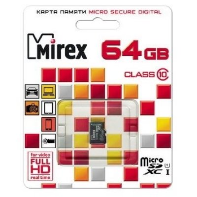     Mirex microSDXC Class 10 UHS-I U1 64GB + SD adapter