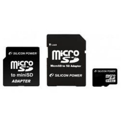     Silicon Power (SP016GBSTH004V81) MicroSDHC Memory Card 16Gb Class4 + USB microSD Reader