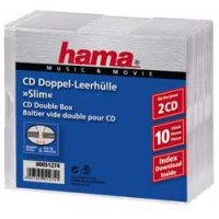      2- CD  Slim Double Jewel Case, 10 ., , Hama